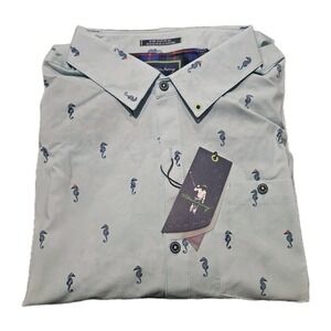 William Murray Button Down Golf Shirt Men's I See Horses AOP Size L Retail $88‎
